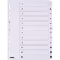 Viking Register A4 Weiss 12-teilig 11-fach Mylar 1 bis 12