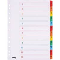 Onglets imprimés Office Depot carte, mylar 170 g/m² A4 12 intercalaires Blanc onglets assortis