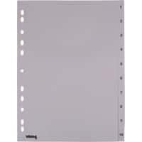 Office Depot Register DIN A4 Grau 10-teilig Perforiert Kunststoff 1 bis 10