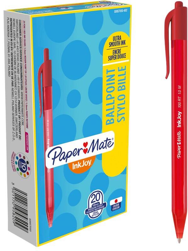 Papermate Kugelschreiber InkJoy 100 RT 0.4 mm Rot 20 Stück