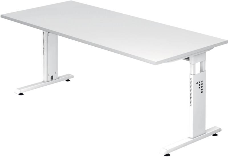 Bureau Hammerbacher O-Serie VOS Hauteur ajustable Rectangulaire Blanc C-Pied 1800 (L) x 800 (P) x 850 (H) mm Acier, Aggloméré
