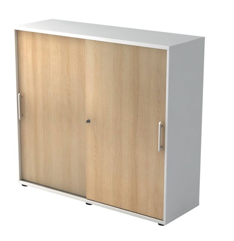 Armoire à portes rideaux Hammerbacher 1753S RE Blanc, chêne 1200 x 400 x 1100 mm