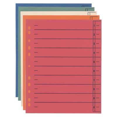 niceday Trennblätter DIN A4 Überbreite Farbig sortiert 10-teilig Perforiert Karton 1 bis 10 100 Stück