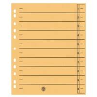 Intercalaires rectangulaires Niceday 1-10 A4 Extra large Carton 11 Trous Jaune 100 Unités