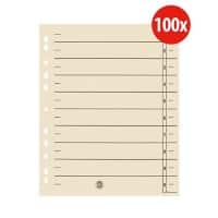 Intercalaires rectangulaires Niceday 1-10 A4 Extra large Carton 11 Trous Chamois 100 Unités