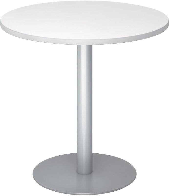 Hammerbacher Säulentisch STF08 Silber, Weiß 800 x 745 mm