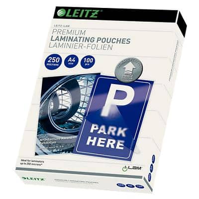 Leitz iLAM Premium Laminierfolien A4 Glänzend 250 Mikron (2 x 250) Transparent 100 Stück