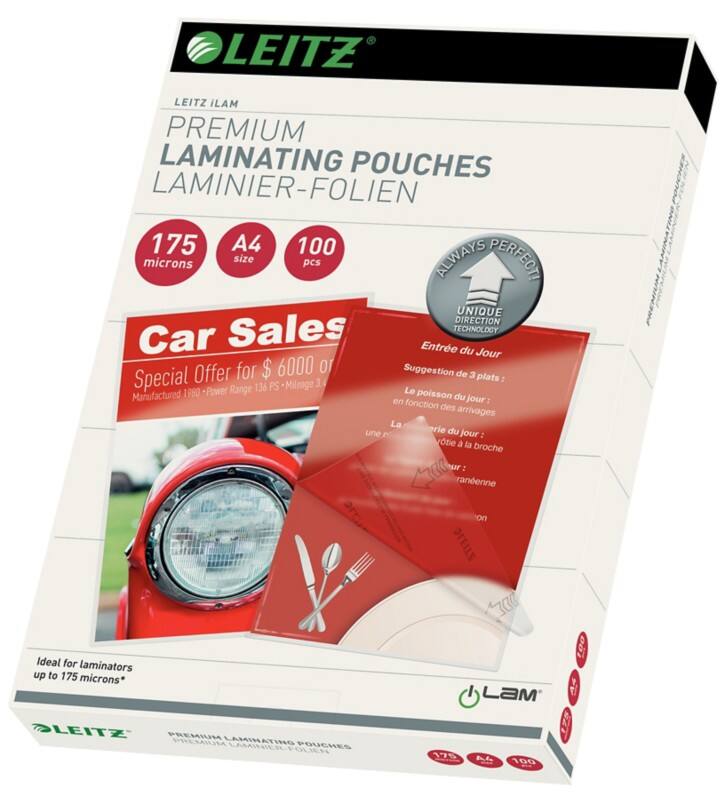 Pochette de plastification iLAM Premium Leitz A4 Brillant 175 microns (2 x 175) Transparent 100 Unités