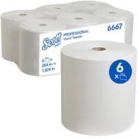Scott Mainline Papierhandtücher Gerollt Weiss 1-lagig 1824 m 6667 6 Rollen à 304 m