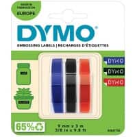 Dymo 3D Etikettenband S0847750 Weiss auf Rot, Schwarz, Blau 9 mm x 3 m 3 Stück