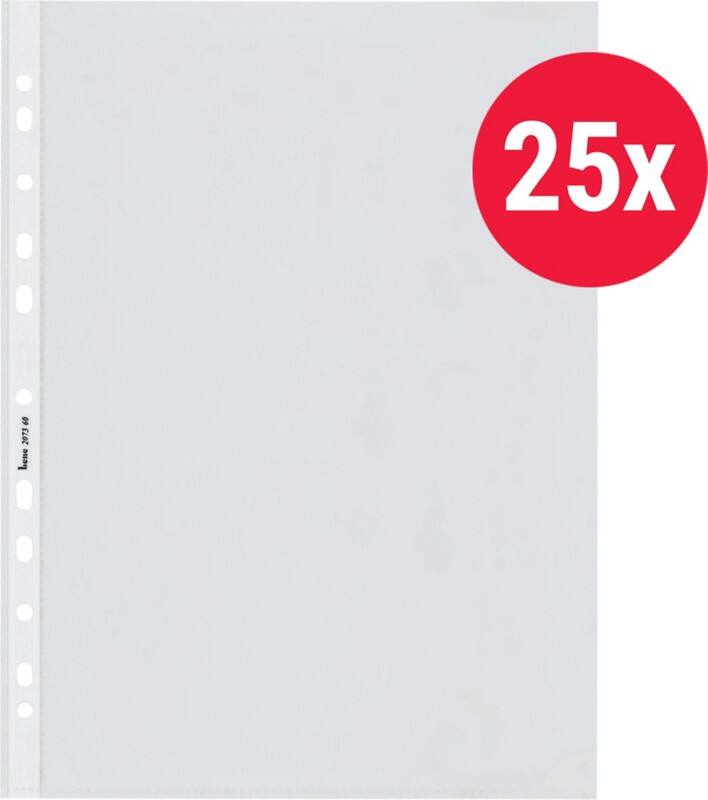 Bene Prospekthüllen A4 Glasklar Transparent 60 Mikron PP (Polypropylen) Öffnung oben 11 Löcher 25 Stück