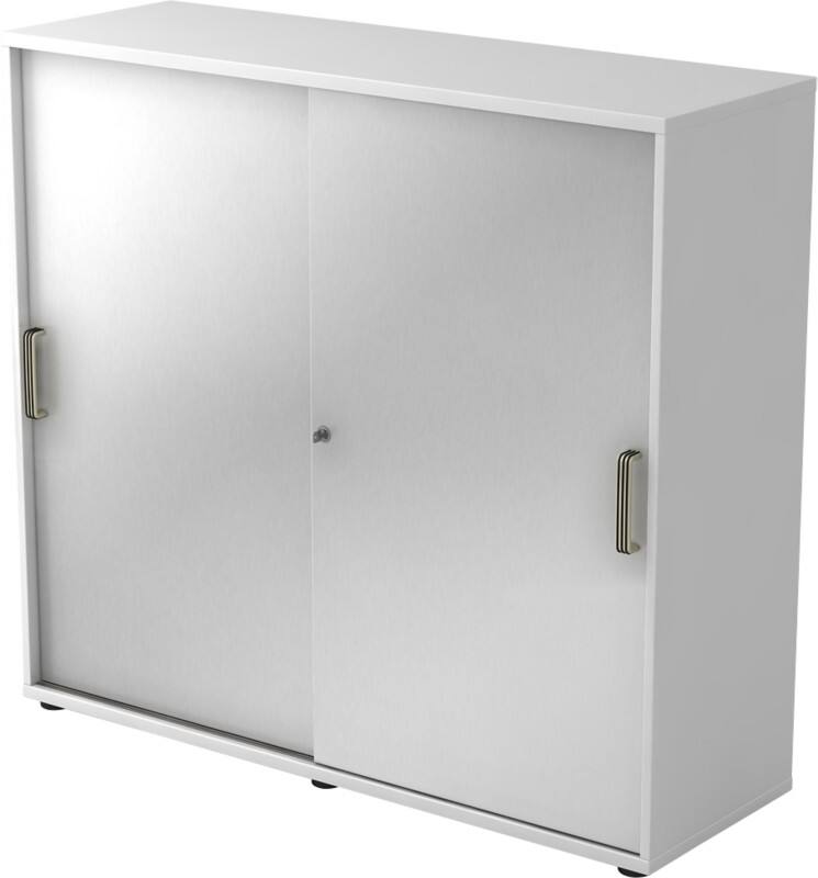 Armoire à portes coulissantes Hammerbacher Aggloméré 2 Étagères Verrouillable 1200 x 400 x 1100 mm Argenté, blanc