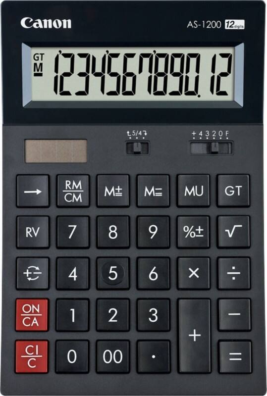 Canon Tischrechner AS-1200 12-stelliges Display Dunkelgrau