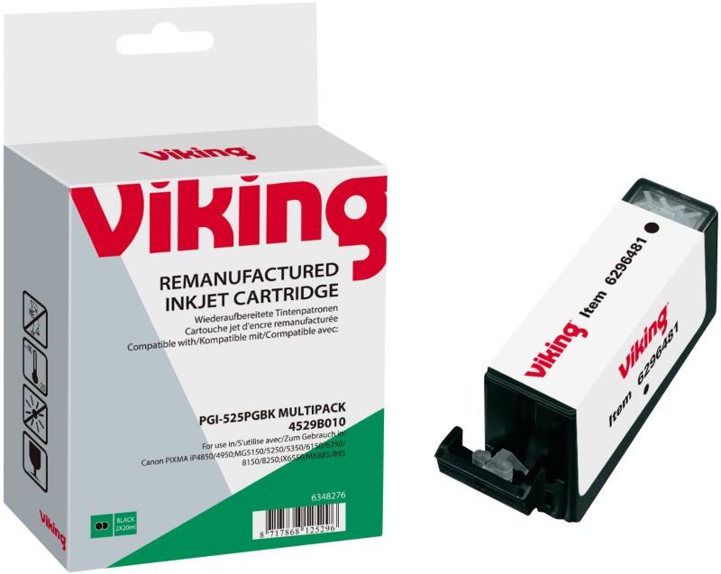 Cartouche jet d'encre Viking Compatible Canon PGI-525PGBK Noir 2 Unités