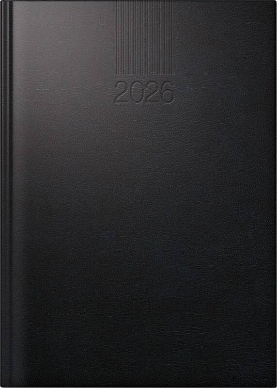 BRUNNEN Terminplaner Balacron 2026 Sonderformat 1 Tag pro Seite Schwarz Deutsch, Englisch, Französisch, Italienisch