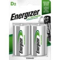 Piles rechargeables Energizer Power Plus D HR20 2500mAh NiMH 1,2V 2 Unités