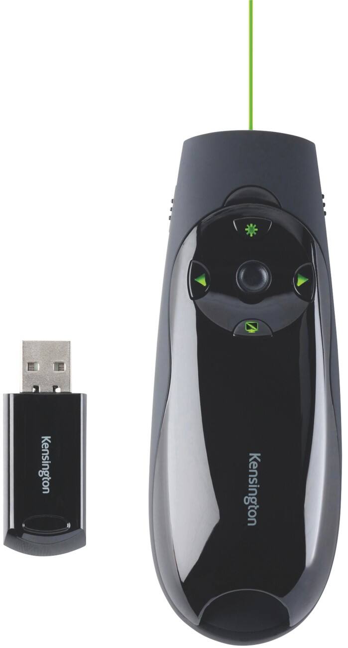 Kensington Expert Kabelloser Presenter K72426EU Grüner Laser und Cursorsteuerung Bis zu 45 m USB-A Receiver Schwarz
