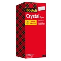 Ruban Adhésif Scotch Crystal Clear 19 mm x 33 m Transparent Pack Avantage 7 Rouleaux + 1 GRATUIT