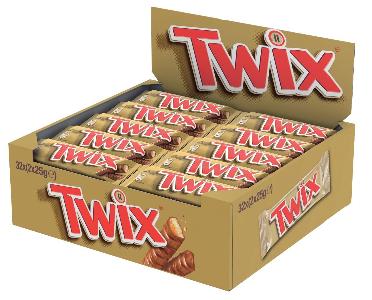 Barres chocolatées Twix Paquet 32 Unités de 50 g