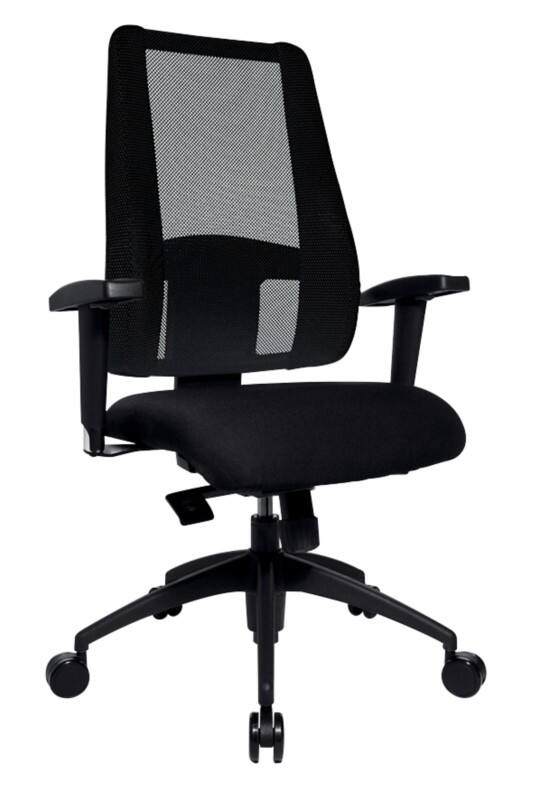 Siège de bureau TOPSTAR Mécanisme synchrone Filet, Tissu Accoudoirs réglables en hauteur Noir 110 kg Lady Sitness®