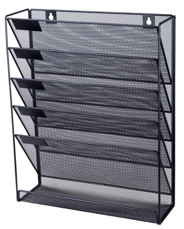 Viking Prospektständer A4 Wandmontiert Rechteckig 32.5 (B) x 10.5 (T) x 40.5 (H) cm Schwarz  