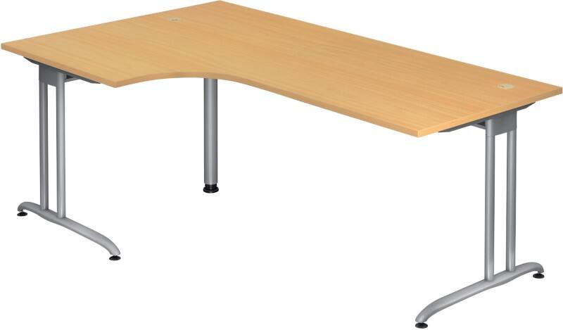 Bureau d'angle Hammerbacher B-Serie VBS Hauteur pas réglable Hêtre C-Pied 2000 (L) x 1200 (P) x 740 (H) mm Acier, Aggloméré