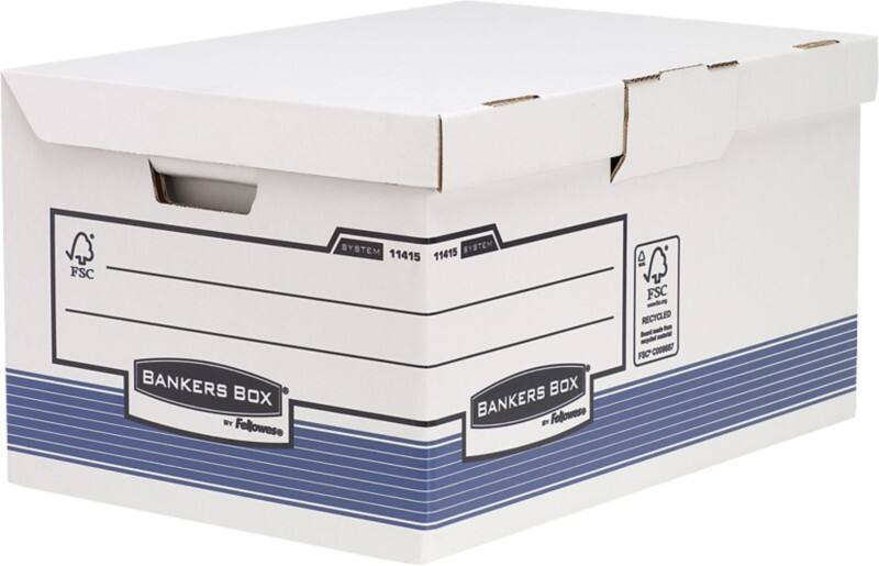 Boîte à archives Bankers Box Carton System Blanc, bleu 39 x 56 x 29,3 cm 10 Unités