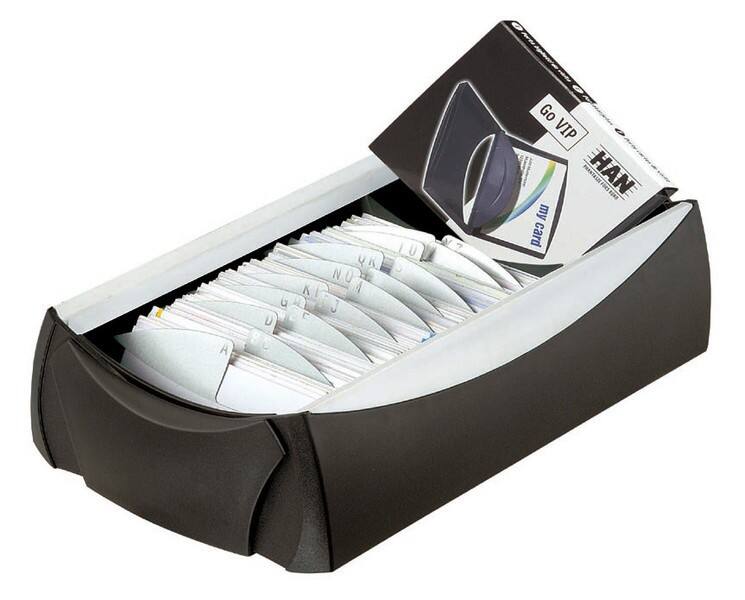 Boîtier pour cartes de visite HAN VIP Gris clair / Noir 300 12 x 8 x 24,5 cm