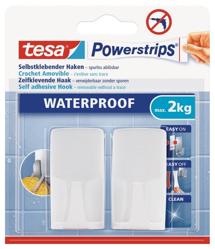 tesa Powerstrips Wandhaken 2000 g Weiss 2 Stück