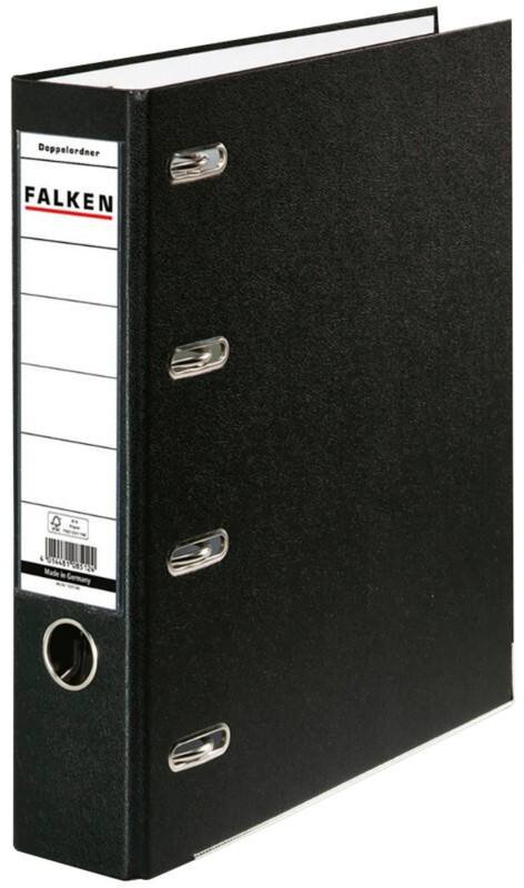 Classeur double Falken Large A5 70 mm Noir 4 Anneaux S70 Carton, PP (Polypropylène) Paysage