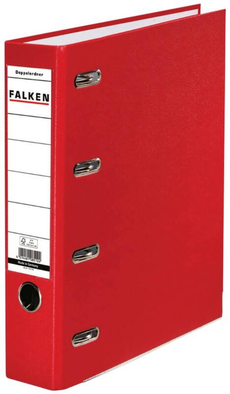 Classeur double Falken Large A4 70 mm Rouge 4 Anneaux S70 Carton, PP (Polypropylène) Paysage