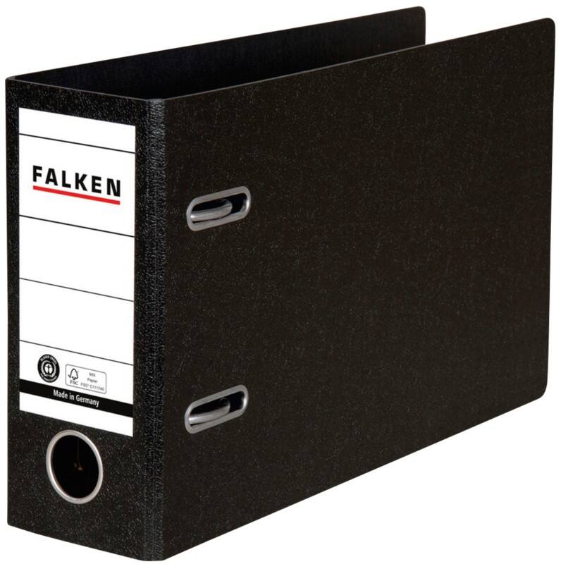 Falken Breit Ordner A5 80 mm Schwarz 2 Ringe Kunststoff Querformat