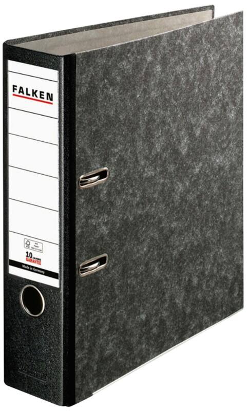 Falken Breit Ordner A4 80 mm Schwarz 2 Ringe 11286523 Pappkarton Wolkenmarmor