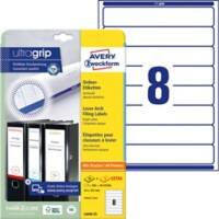 Étiquettes pour dos de classeur AVERY Zweckform L6060-25 Ultragrip Blanc A4 34 mm 30 Feuilles de 8 Étiquettes
