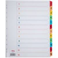 Intercalaires Office Depot 1 à 12 A4 extra large Blanc Assortiment 12 intercalaires Carton Rectangulaire 11 Perforations 6685164 12 Feuilles