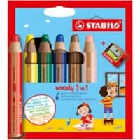 STABILO Buntstifte Woody 3 in 1 Farbig assortiert 6 Stück