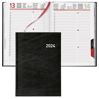 Biella Buchkalender Registra 2024 A5 1 Tag/1 Seite Schwarz Englisch