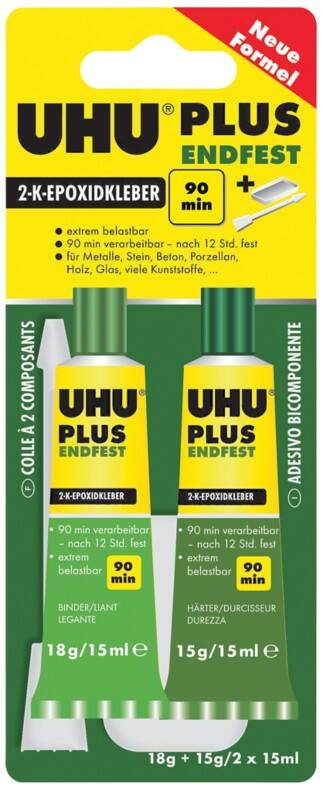 UHU ENDFEST Kleber Permanent Flüssig Transparent Flüssig 2 Stück à 15 ml