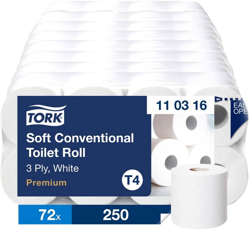 Papier toilette Premium Tork T4 3 épaisseurs 110316 72 Rouleaux de 250 Feuilles