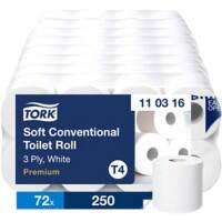Papier toilette Premium Tork T4 3 épaisseurs 110316 72 Rouleaux de 250 Feuilles