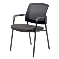 Chaise empilable Realspace Sutton Filet, Tissu Fixe avec accoudoirs Noir 580 x 450 x 850 mm
