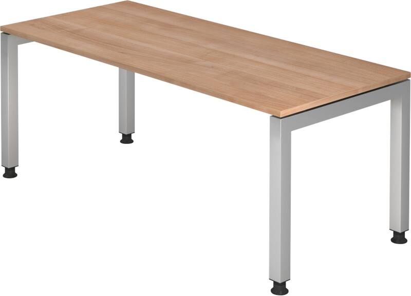 Bureau Hammerbacher J Series Réglable en hauteur Rectangulaire Noyer Bois Argenté 4 pieds 1800 x 680 mm