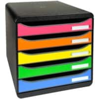 Module à tiroirs Exacompta Classic Noir, rose, orange, jaune, vert, bleu ciel 4 tiroirs 27,8 x 34,7 x 27,1 cm
