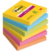 Post-it Carnival Super Sticky Haftnotizen 76 x 76 mm Farbig Sortiert Quadratisch 6 Stück à 90 Blatt