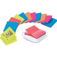 Post-it Z-Notes Pro Haftnotizenspender mit Super Sticky Z-Notes 76 x 76 mm Farbig sortiert 12 Blöcke à 90 Blatt