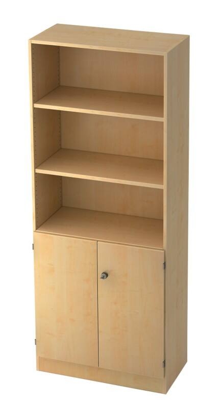 Hammerbacher Regalschrank Melaminharzbeschichtete Spanplatte 4 Fachböden abschließbar 800 x 420 x 2.004 mm Ahorn Braun