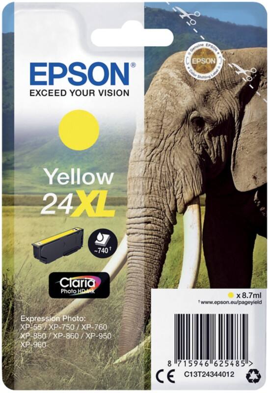 Cartouche jet d’encre Epson 24XL D'origine C13T24344012 Jaune