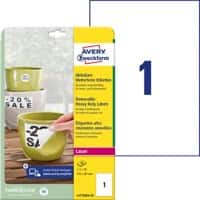 AVERY Zweckform L4775REV-20 Etiketten DIN A4 Weiß 210 x 297 mm 20 Blatt à 1 Etiketten