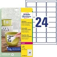 Étiquettes AVERY Zweckform L4773REV-20 A4 Blanc 63.5 x 33.9 mm 20 Feuilles de 24 Étiquettes