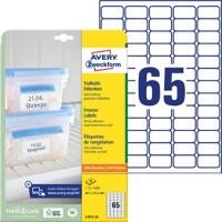 Avery Zweckform L7971-25 Gefrierschrank-Etiketten A4 Weiss 38,1 x 21,2 mm 25 Blatt à 65 Etiketten